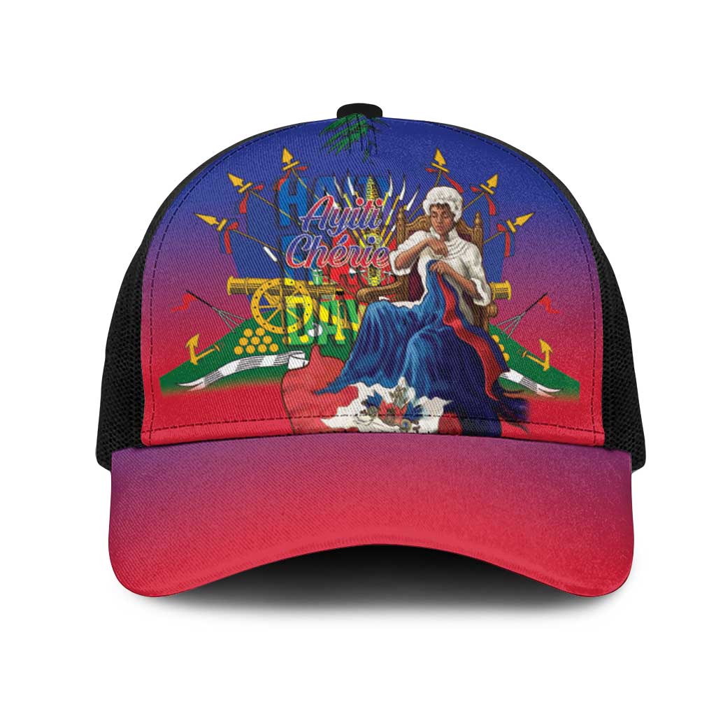 Catherine Flon Haiti Flag Day Mesh Trucker Cap Ayiti Cherie Coat Of Arms