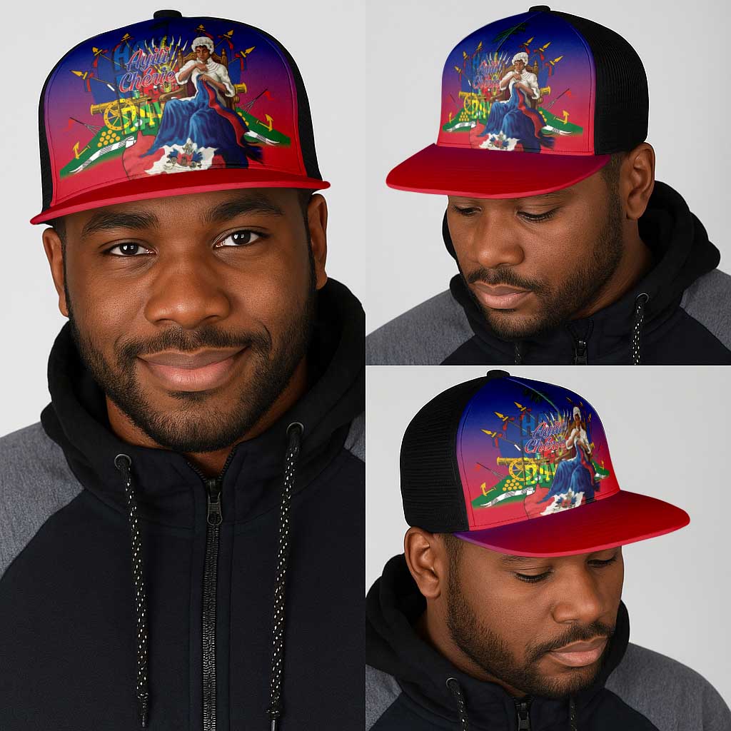 Catherine Flon Haiti Flag Day Mesh Trucker Cap Ayiti Cherie Coat Of Arms