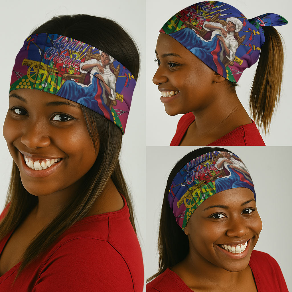 Catherine Flon Haiti Flag Day Neck Gaiter Ayiti Cherie Coat Of Arms