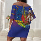 Catherine Flon Haiti Flag Day Off Shoulder Short Dress Ayiti Cherie Coat Of Arms