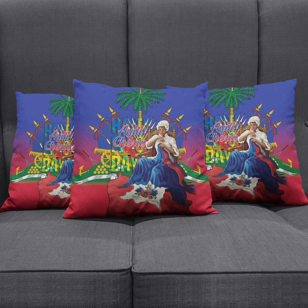 Catherine Flon Haiti Flag Day Pillow Cover Ayiti Cherie Coat Of Arms