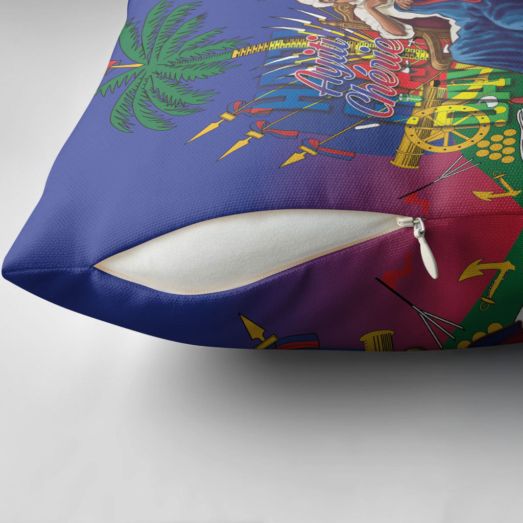 Catherine Flon Haiti Flag Day Pillow Cover Ayiti Cherie Coat Of Arms