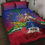 Catherine Flon Haiti Flag Day Quilt Bed Set Ayiti Cherie Coat Of Arms