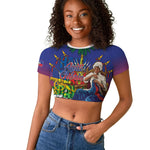 Catherine Flon Haiti Flag Day Raglan Cropped T shirt Ayiti Cherie Coat Of Arms