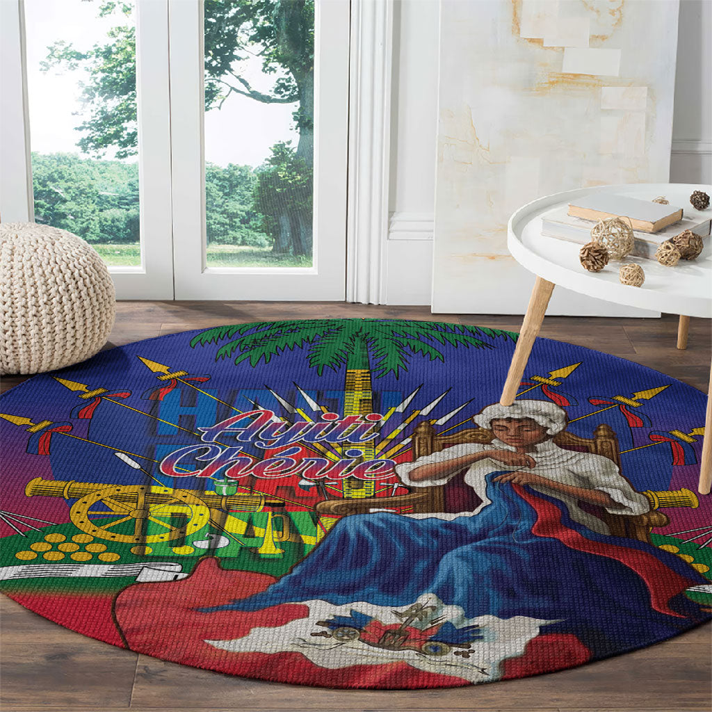 Catherine Flon Haiti Flag Day Round Carpet Ayiti Cherie Coat Of Arms