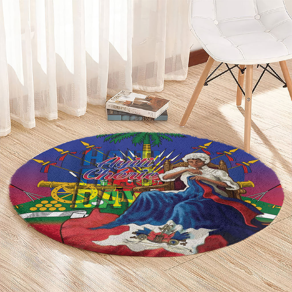 Catherine Flon Haiti Flag Day Round Carpet Ayiti Cherie Coat Of Arms