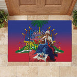 Catherine Flon Haiti Flag Day Rubber Doormat Ayiti Cherie Coat Of Arms