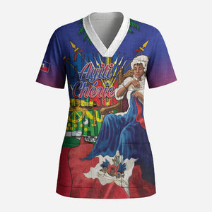 Catherine Flon Haiti Flag Day Scrub Top Ayiti Cherie Coat Of Arms