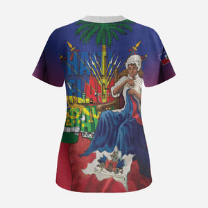 Catherine Flon Haiti Flag Day Scrub Top Ayiti Cherie Coat Of Arms