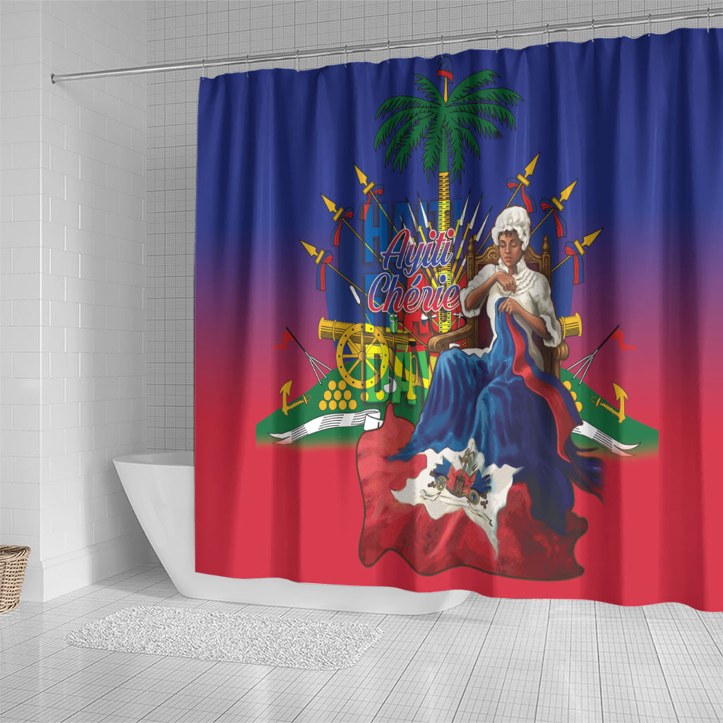 Catherine Flon Haiti Flag Day Shower Curtain Ayiti Cherie Coat Of Arms