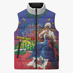 Catherine Flon Haiti Flag Day Sleeveless Puffer Jacket Ayiti Cherie Coat Of Arms