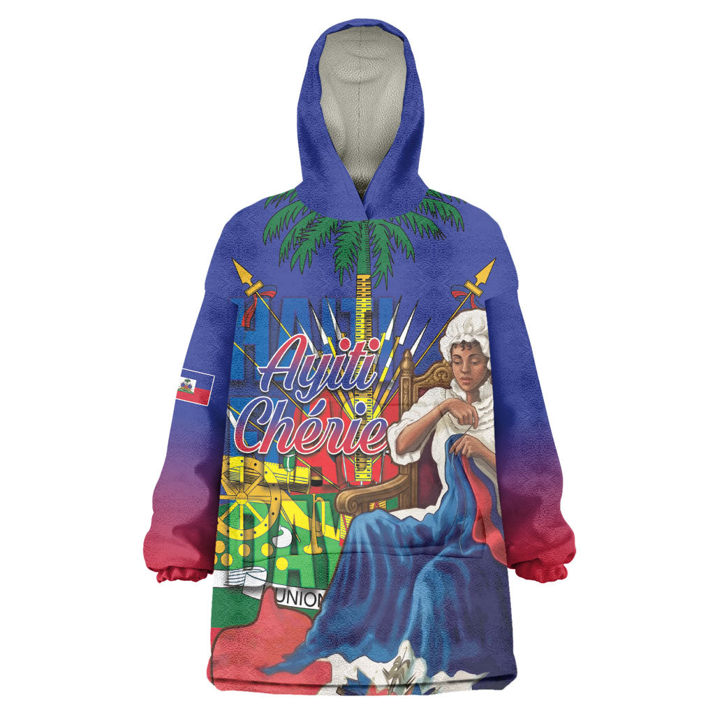 Catherine Flon Haiti Flag Day Wearable Blanket Hoodie Ayiti Cherie Coat Of Arms