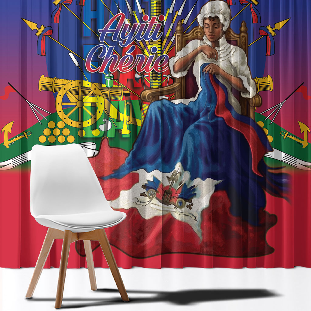 Catherine Flon Haiti Flag Day Window Curtain Ayiti Cherie Coat Of Arms