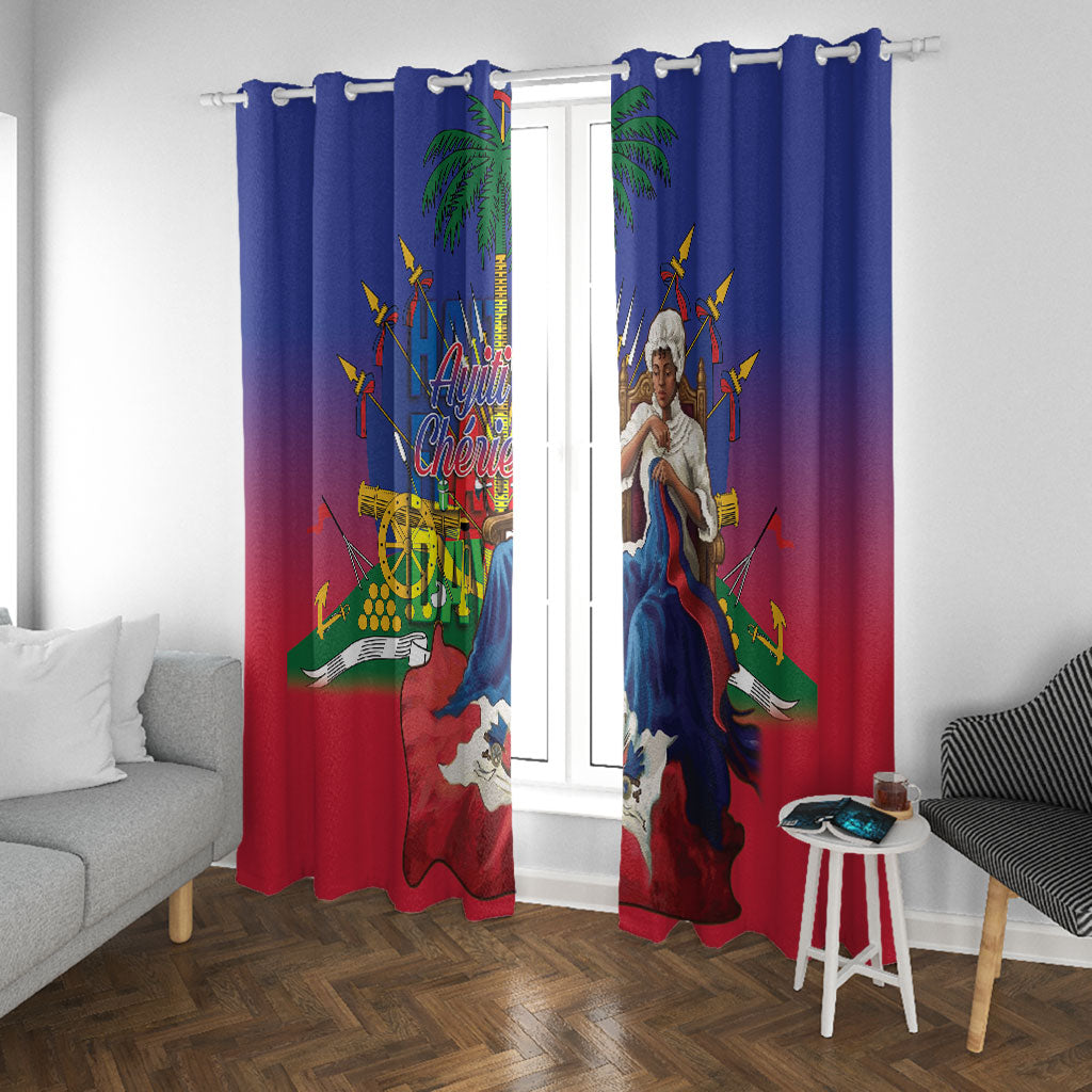 Catherine Flon Haiti Flag Day Window Curtain Ayiti Cherie Coat Of Arms