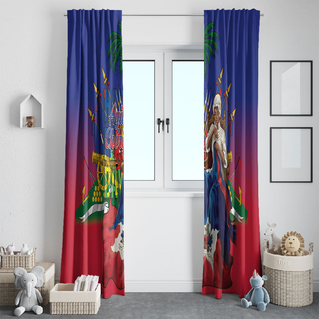 Catherine Flon Haiti Flag Day Window Curtain Ayiti Cherie Coat Of Arms