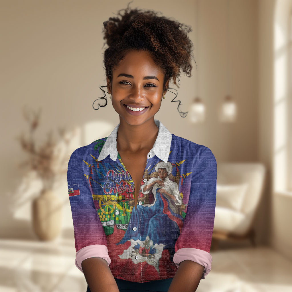 Catherine Flon Haiti Flag Day Women Casual Shirt Ayiti Cherie Coat Of Arms
