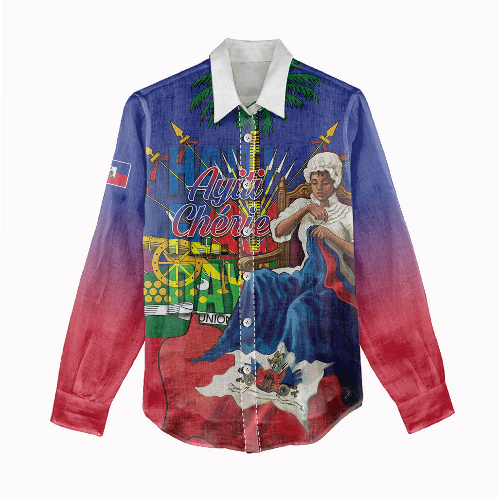 Catherine Flon Haiti Flag Day Women Casual Shirt Ayiti Cherie Coat Of Arms