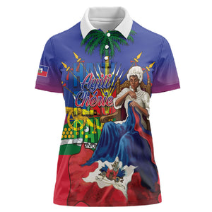 Catherine Flon Haiti Flag Day Women Polo Shirt Ayiti Cherie Coat Of Arms