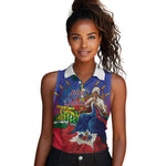 Catherine Flon Haiti Flag Day Women Sleeveless Polo Shirt Ayiti Cherie Coat Of Arms