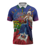 Catherine Flon Haiti Flag Day Zipper Polo Shirt Ayiti Cherie Coat Of Arms