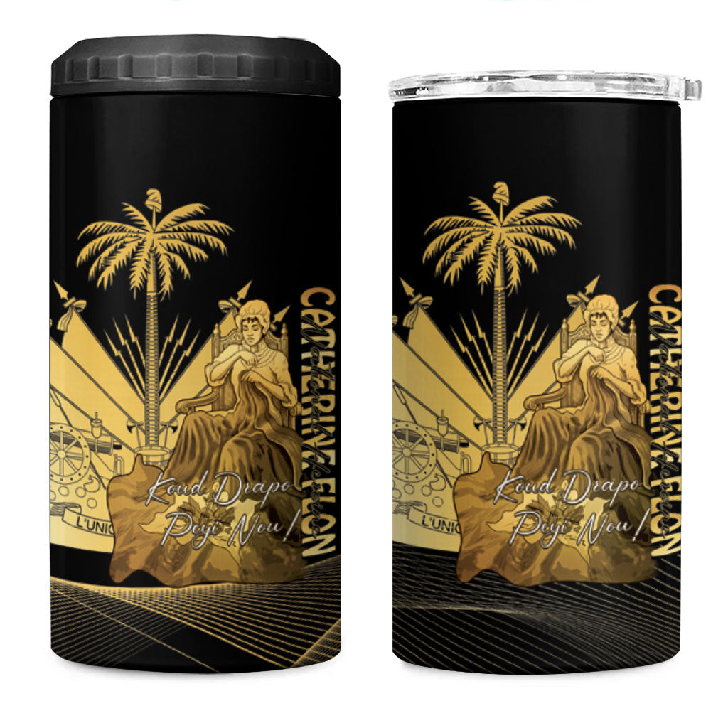 Catherine Flon Haiti Flag Day 4 in 1 Can Cooler Tumbler National Heroine Koud Drapo Peyi Nou
