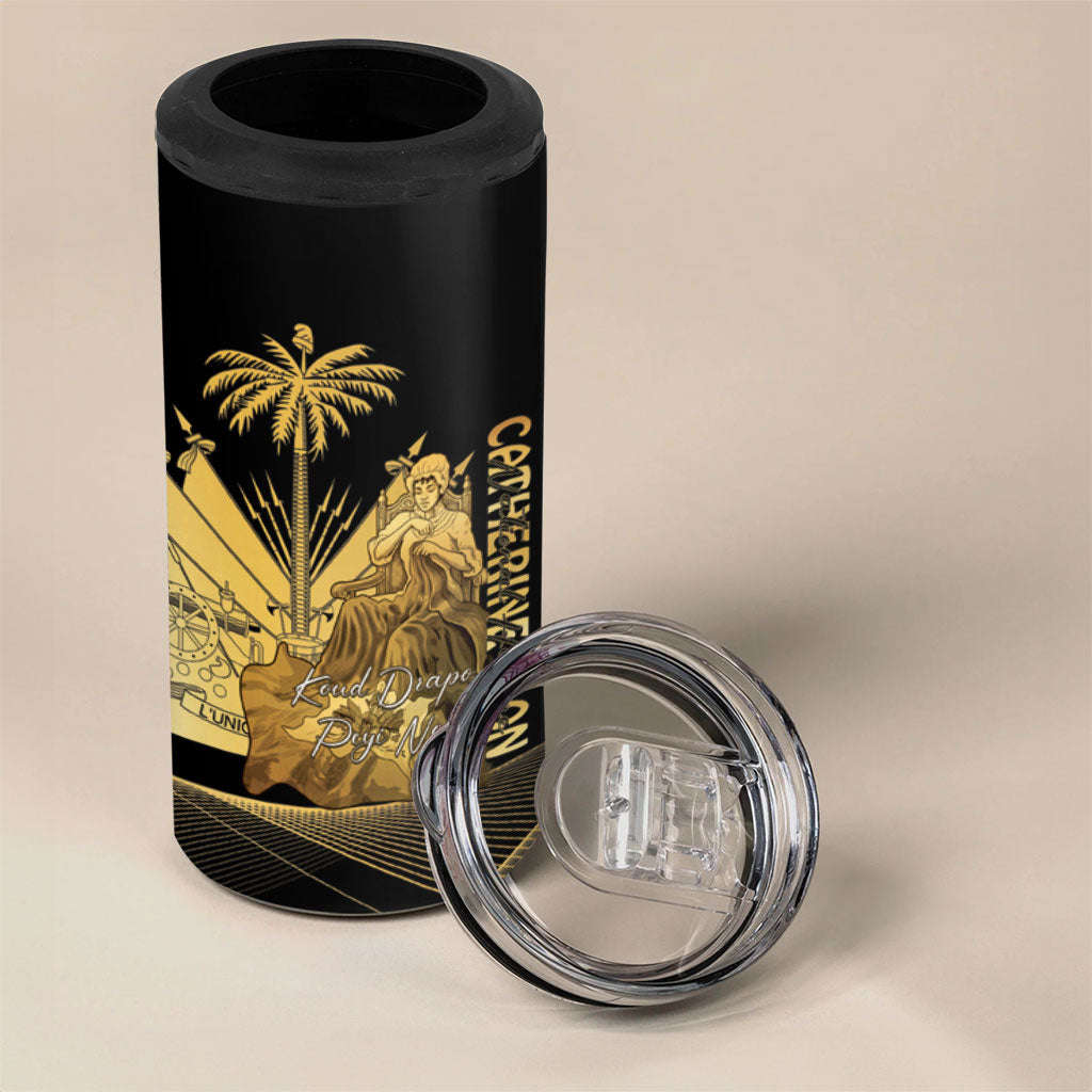 Catherine Flon Haiti Flag Day 4 in 1 Can Cooler Tumbler National Heroine Koud Drapo Peyi Nou