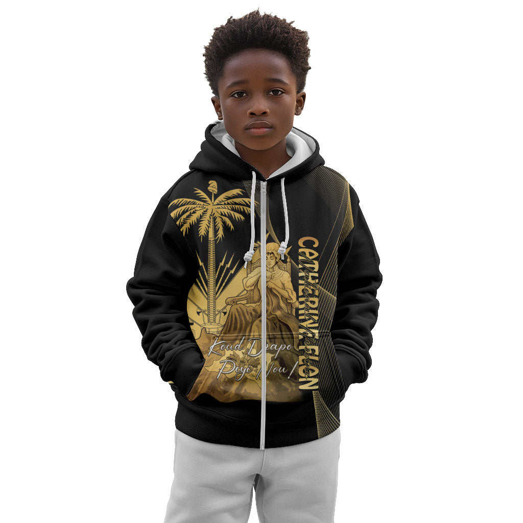 Catherine Flon Haiti Flag Day Kid Hoodie National Heroine Koud Drapo Peyi Nou