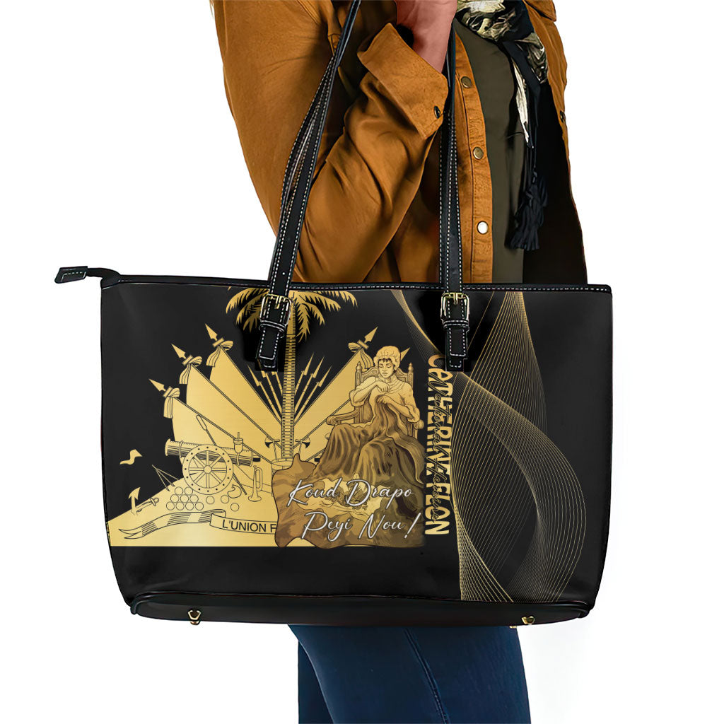 Catherine Flon Haiti Flag Day Leather Tote Bag National Heroine Koud Drapo Peyi Nou