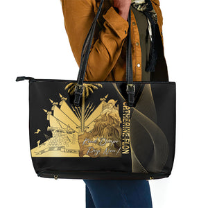 Catherine Flon Haiti Flag Day Leather Tote Bag National Heroine Koud Drapo Peyi Nou