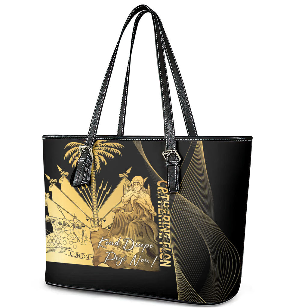 Catherine Flon Haiti Flag Day Leather Tote Bag National Heroine Koud Drapo Peyi Nou
