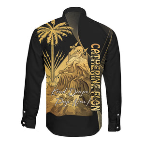 Catherine Flon Haiti Flag Day Long Sleeve Button Shirt National Heroine Koud Drapo Peyi Nou