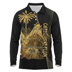 Catherine Flon Haiti Flag Day Long Sleeve Polo Shirt National Heroine Koud Drapo Peyi Nou