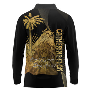 Catherine Flon Haiti Flag Day Long Sleeve Polo Shirt National Heroine Koud Drapo Peyi Nou