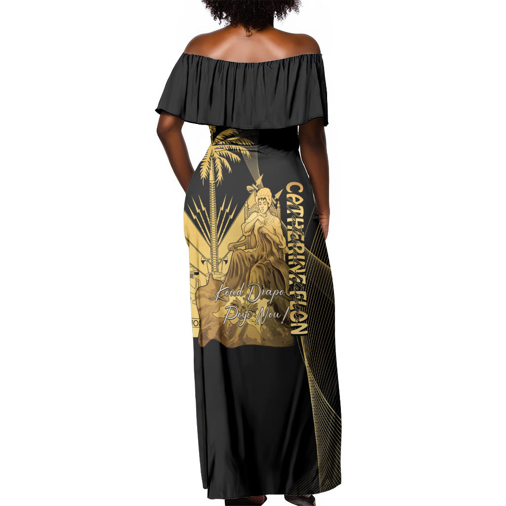 Catherine Flon Haiti Flag Day Off Shoulder Maxi Dress National Heroine Koud Drapo Peyi Nou