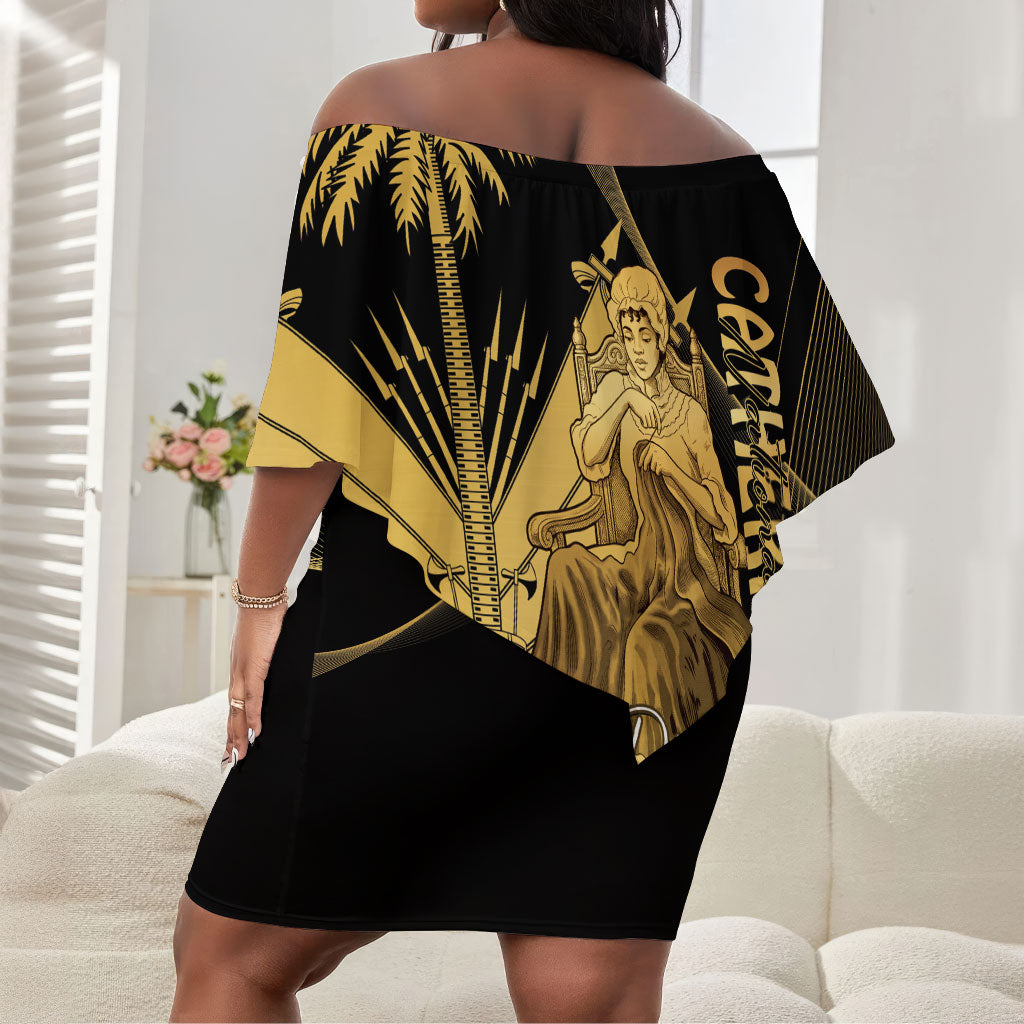 Catherine Flon Haiti Flag Day Off Shoulder Short Dress National Heroine Koud Drapo Peyi Nou
