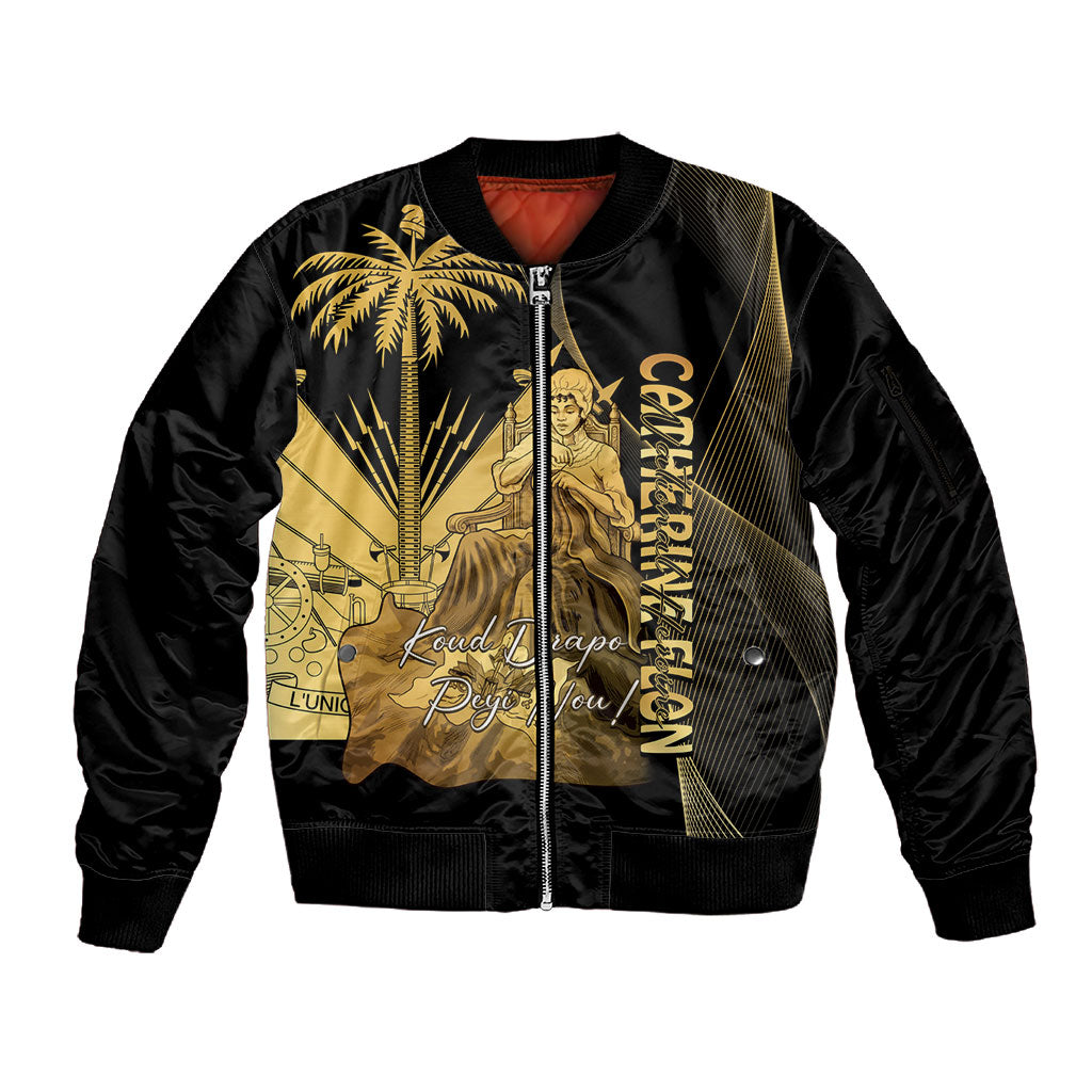 Catherine Flon Haiti Flag Day Sleeve Zip Bomber Jacket National Heroine Koud Drapo Peyi Nou