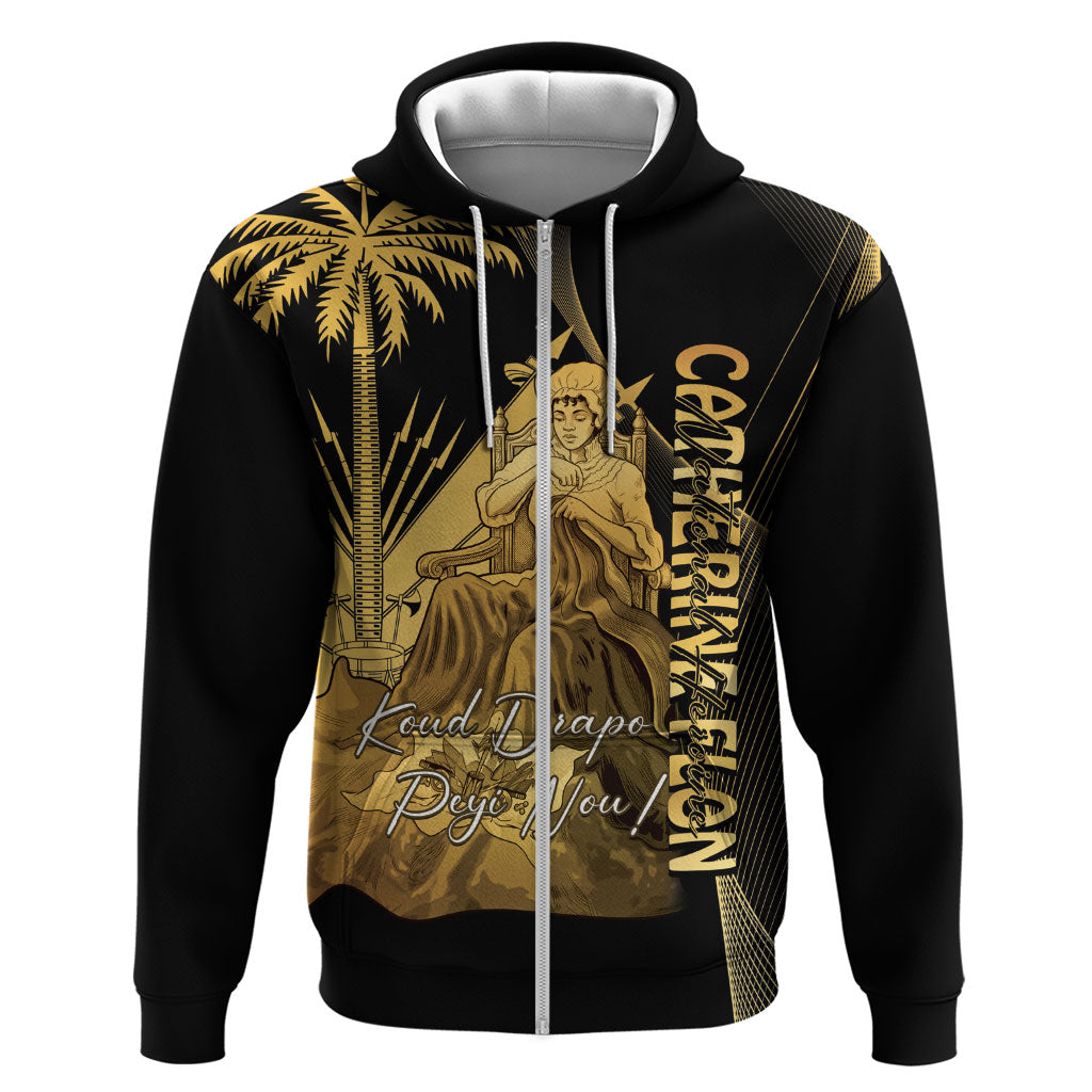 Catherine Flon Haiti Flag Day Zip Hoodie National Heroine Koud Drapo Peyi Nou