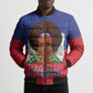 Personalized Haiti Flag Day Bomber Puffer Jacket Haitian Women Proud Flag Wave Style