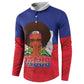 Personalized Haiti Flag Day Button Sweatshirt Haitian Women Proud Flag Wave Style