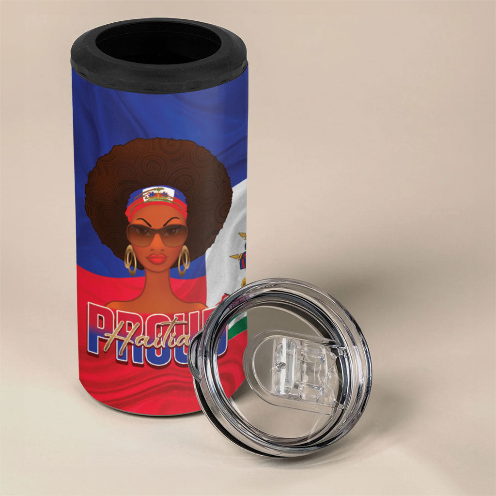 Personalized Haiti Flag Day 4 in 1 Can Cooler Tumbler Haitian Women Proud Flag Wave Style