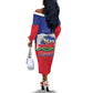 Personalized Haiti Flag Day Off The Shoulder Long Sleeve Dress Haitian Women Proud Flag Wave Style