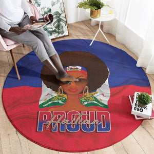 Haiti Flag Day Round Carpet Haitian Women Proud Flag Wave Style