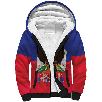 Personalized Haiti Flag Day Sherpa Hoodie Haitian Women Proud Flag Wave Style