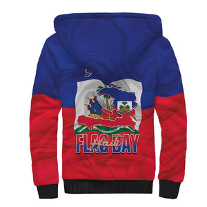 Personalized Haiti Flag Day Sherpa Hoodie Haitian Women Proud Flag Wave Style