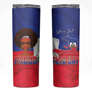 Personalized Haiti Flag Day Skinny Tumbler Haitian Women Proud Flag Wave Style