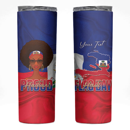 Personalized Haiti Flag Day Skinny Tumbler Haitian Women Proud Flag Wave Style