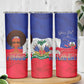 Personalized Haiti Flag Day Skinny Tumbler Haitian Women Proud Flag Wave Style