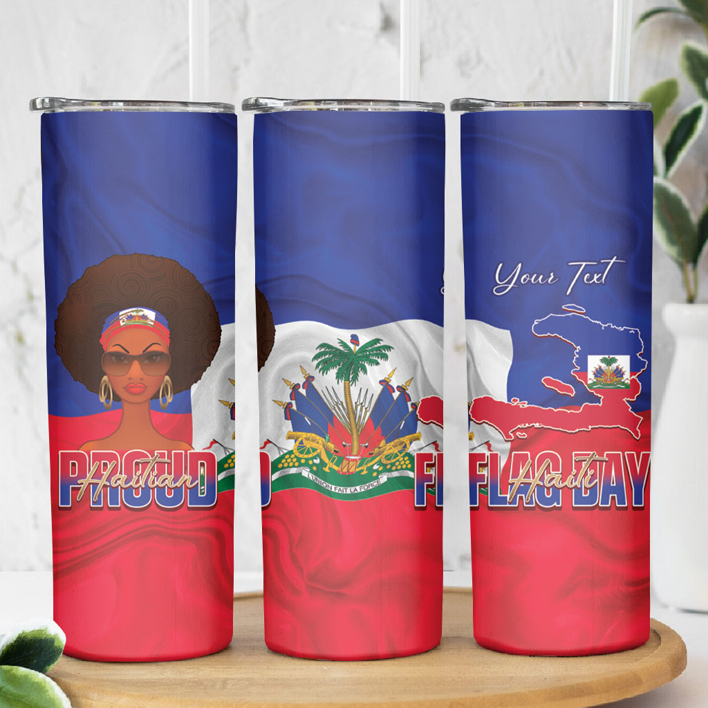 Personalized Haiti Flag Day Skinny Tumbler Haitian Women Proud Flag Wave Style