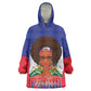 Personalized Haiti Flag Day Wearable Blanket Hoodie Haitian Women Proud Flag Wave Style