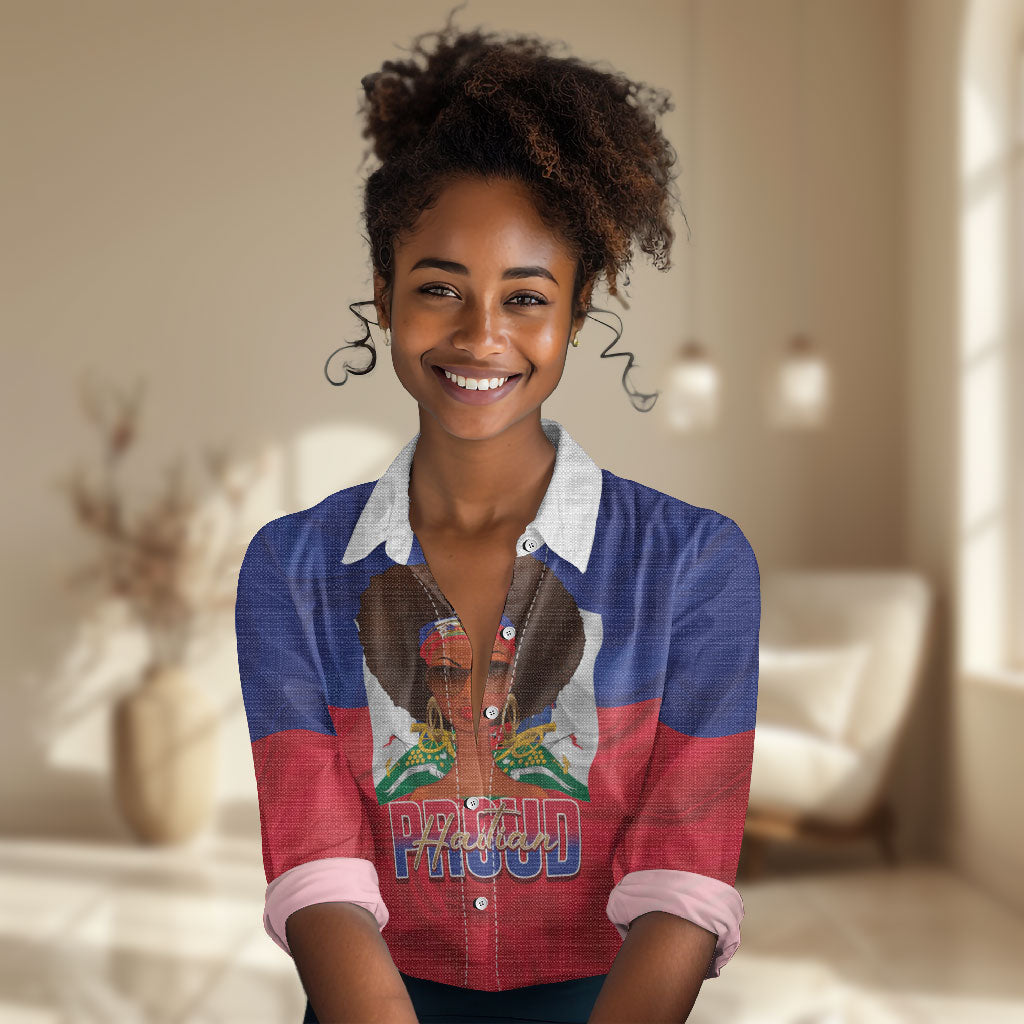 Personalized Haiti Flag Day Women Casual Shirt Haitian Women Proud Flag Wave Style